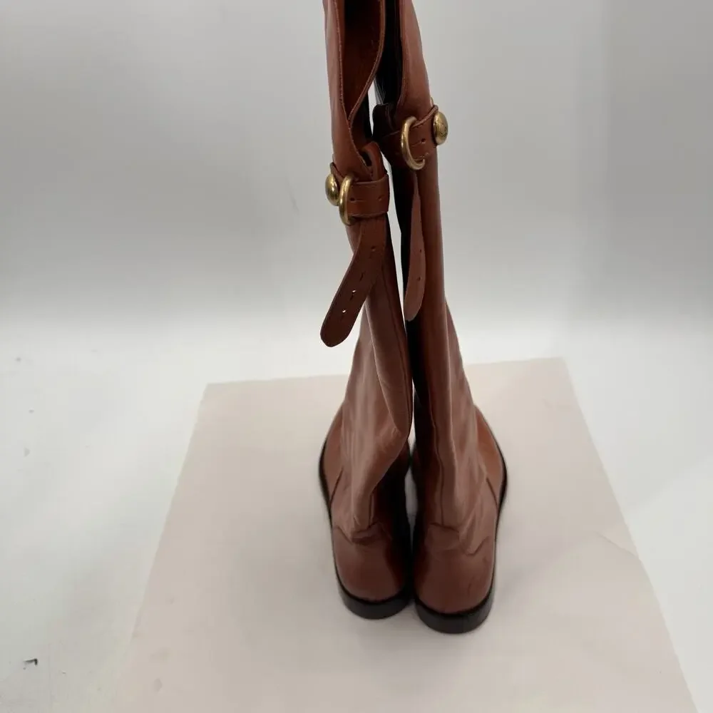 Coach Cheyenne Brown Soft Calf Leather Over the Knee Riding Boots Womens 8